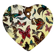 Colorful Butterflies Heart Ornament (two Sides) by allthingseveryone