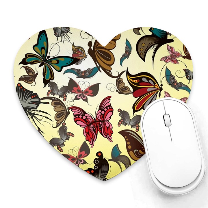 Colorful Butterflies Heart Mousepads