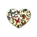 Colorful Butterflies Rubber Coaster (Heart)  Front