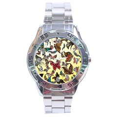 Colorful Butterflies Stainless Steel Analogue Watch