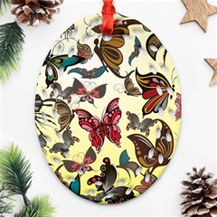 Colorful Butterflies Ornament (oval Filigree)