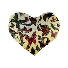 Colorful Butterflies Standard 16  Premium Heart Shape Cushions