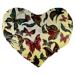 Colorful Butterflies Large 19  Premium Heart Shape Cushions