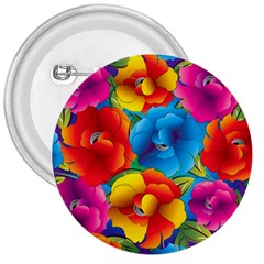 Neon Colored Floral Pattern 3  Buttons by allthingseveryone