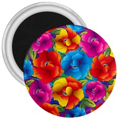 Neon Colored Floral Pattern 3  Magnets by allthingseveryone