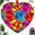 Neon Colored Floral Pattern Ornament (Heart) Front