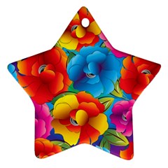 Neon Colored Floral Pattern Ornament (star)