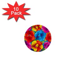 Neon Colored Floral Pattern 1  Mini Buttons (10 Pack) 