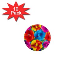 Neon Colored Floral Pattern 1  Mini Magnet (10 Pack) 