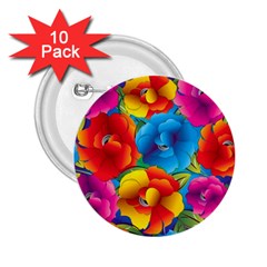 Neon Colored Floral Pattern 2 25  Buttons (10 Pack) 