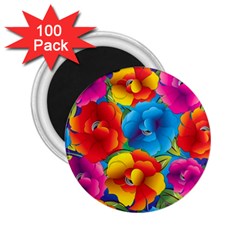 Neon Colored Floral Pattern 2 25  Magnets (100 Pack) 