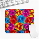 Neon Colored Floral Pattern Large Mousepads Front