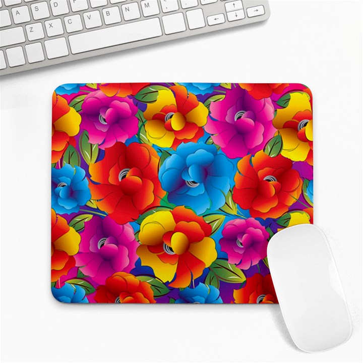 Neon Colored Floral Pattern Large Mousepads