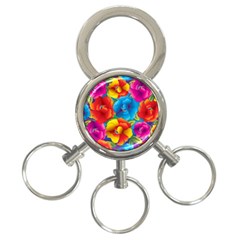 Neon Colored Floral Pattern 3-ring Key Chains by allthingseveryone