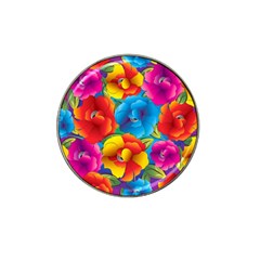 Neon Colored Floral Pattern Hat Clip Ball Marker (4 Pack)