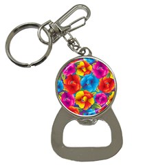 Neon Colored Floral Pattern Bottle Opener Key Chains