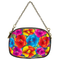 Neon Colored Floral Pattern Chain Purses (two Sides)  by allthingseveryone