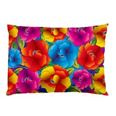 Neon Colored Floral Pattern Pillow Case