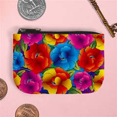 Neon Colored Floral Pattern Mini Coin Purses