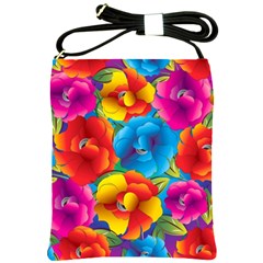 Neon Colored Floral Pattern Shoulder Sling Bags by allthingseveryone