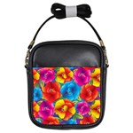 Neon Colored Floral Pattern Girls Sling Bags Front