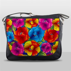 Neon Colored Floral Pattern Messenger Bags by allthingseveryone