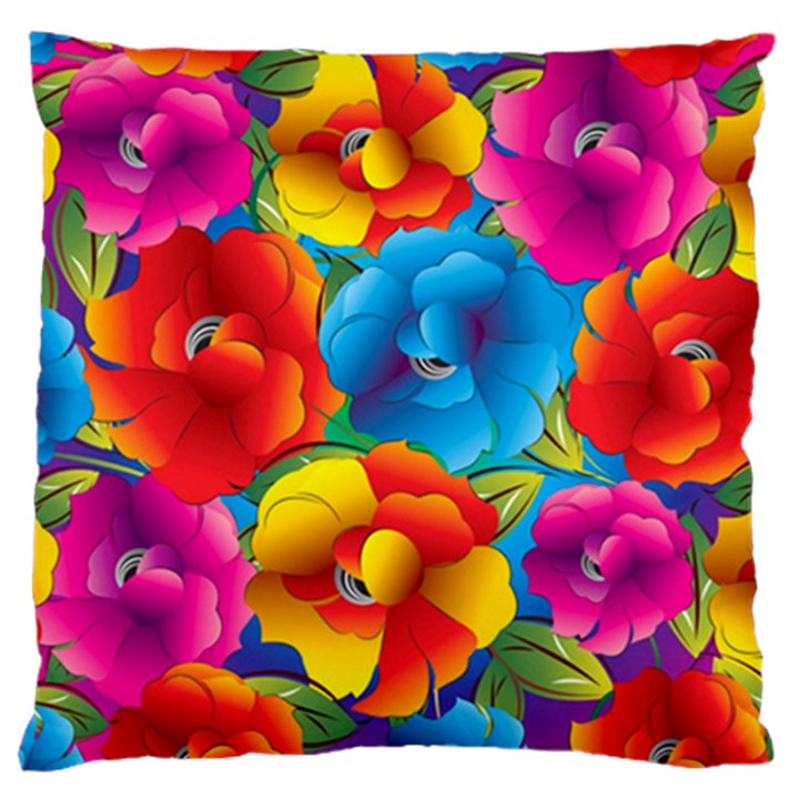 Neon Colored Floral Pattern Large Cushion Case (Two Sides)