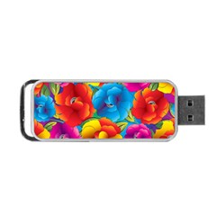 Neon Colored Floral Pattern Portable Usb Flash (one Side) by allthingseveryone