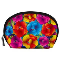 Neon Colored Floral Pattern Accessory Pouches (large)  by allthingseveryone