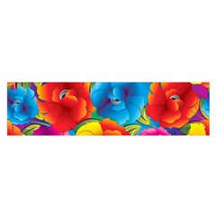 Neon Colored Floral Pattern Satin Scarf (oblong) by allthingseveryone