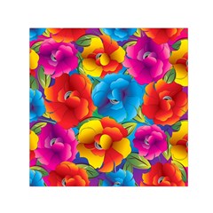 Neon Colored Floral Pattern Small Satin Scarf (square) by allthingseveryone