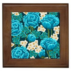 Light Blue Roses And Daisys Framed Tiles by allthingseveryone