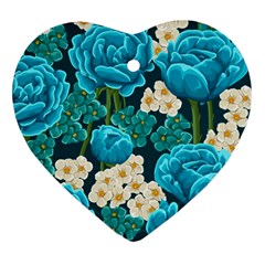 Light Blue Roses And Daisys Ornament (heart) by allthingseveryone