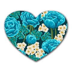 Light Blue Roses And Daisys Heart Mousepads by allthingseveryone