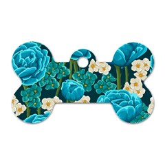 Light Blue Roses And Daisys Dog Tag Bone (two Sides) by allthingseveryone