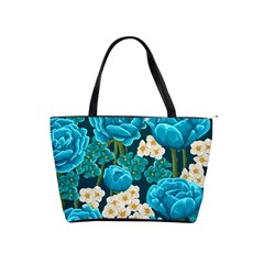 Light Blue Roses And Daisys Shoulder Handbags