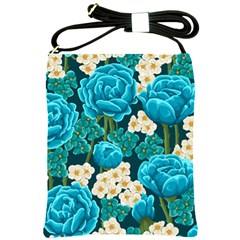 Light Blue Roses And Daisys Shoulder Sling Bags by allthingseveryone