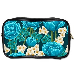 Light Blue Roses And Daisys Toiletries Bags 2-side by allthingseveryone