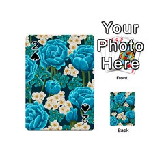 Light Blue Roses And Daisys Playing Cards 54 (mini)  by allthingseveryone