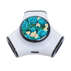 Light Blue Roses And Daisys 3-port Usb Hub by allthingseveryone