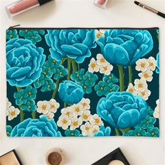 Light Blue Roses And Daisys Cosmetic Bag (xxxl) 