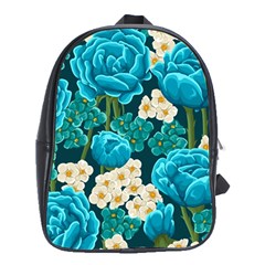 Light Blue Roses And Daisys School Bag (xl) by allthingseveryone