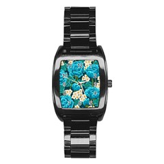 Light Blue Roses And Daisys Stainless Steel Barrel Watch by allthingseveryone