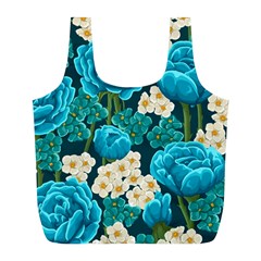 Light Blue Roses And Daisys Full Print Recycle Bags (l)  by allthingseveryone