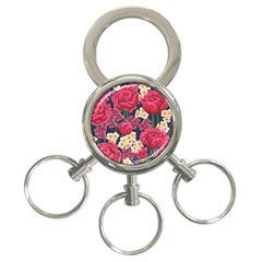 Pink Roses And Daisies 3-ring Key Chains by allthingseveryone