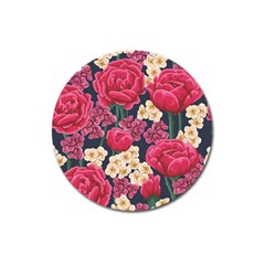 Pink Roses And Daisies Magnet 3  (round) by allthingseveryone