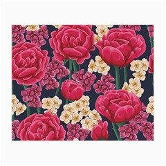 Pink Roses And Daisies Small Glasses Cloth by allthingseveryone