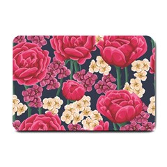 Pink Roses And Daisies Small Doormat  by allthingseveryone