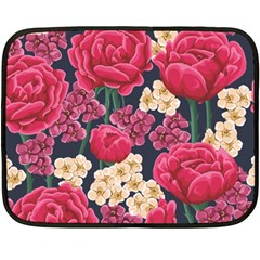 Pink Roses And Daisies Fleece Blanket (mini) by allthingseveryone