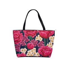 Pink Roses And Daisies Shoulder Handbags